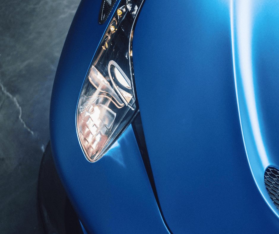 Car with blue vinyl wrap in San Antonio