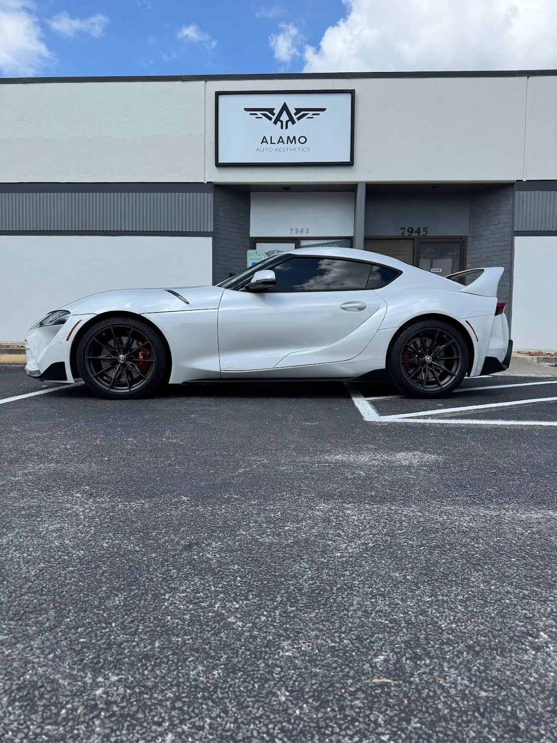 ceramic tint on Toyota Supra done by Evan at Alamo Auto Aesthetics