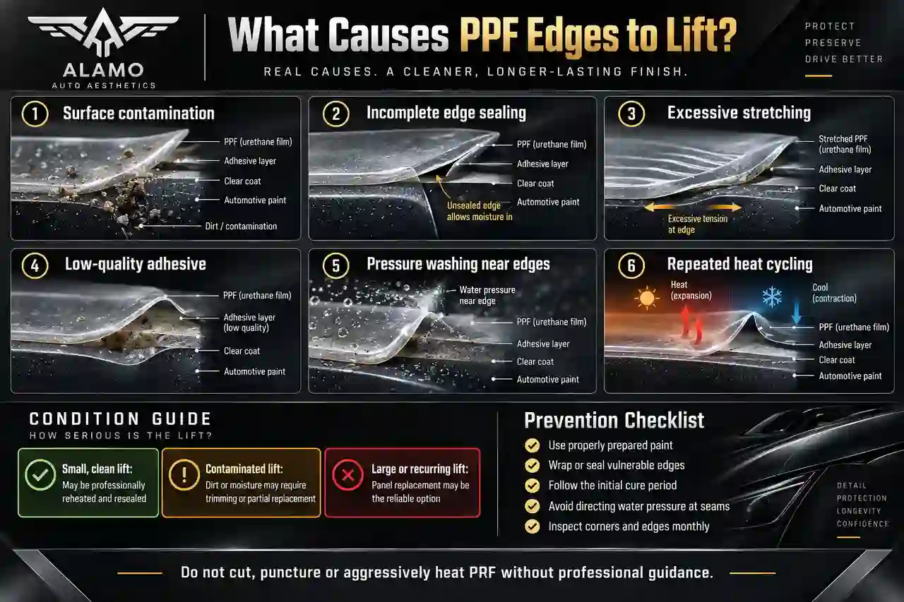 Common causes of PPF edges lifting and peeling in San Antonio, TX